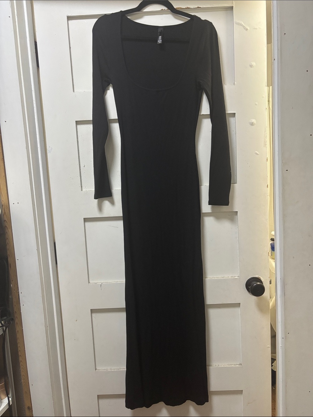 SKIMS Black Long-Sleeve Scoop-Neck Maxi Dress